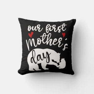 Our first Mothers Day Hearts Mama Bear Gift, 2/2 Throw Pillow
