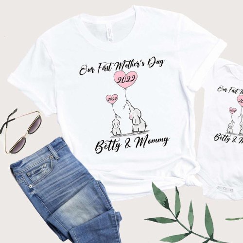 Our First Mothers Day Matching Mommy And Me T_Shirt