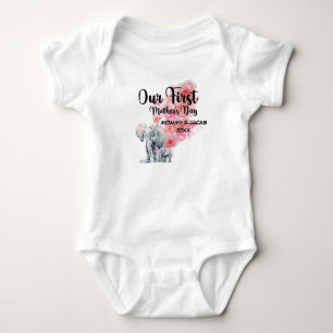 Our First Mother's Day Mom And Baby Elephants Bodysuit
