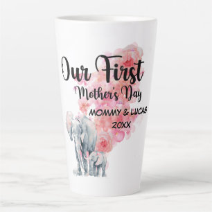Our First Mother's Day Mom And Baby Elephants Latte Mug