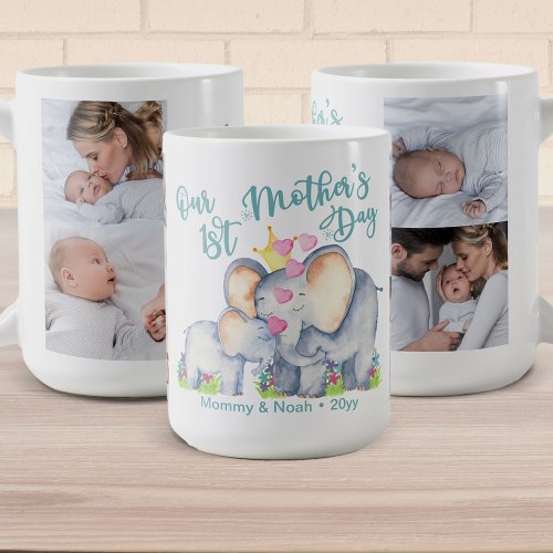 Our First Mothers Day Mommy  Baby Elephant Photo Coffee Mug