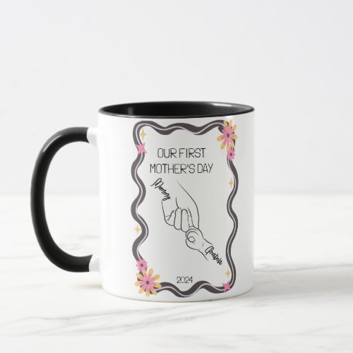 Our First Mothers Day Mug  Personalized Name Mug