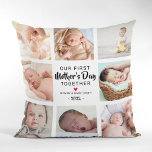 Our First Mother's Day Photo Collage Throw Pillow<br><div class="desc">Personalized mother's day picture pillow featuring 8 photos for you to change to your own,  the cute saying "our first mothers day together",  a red heart,  names,  and the year.</div>