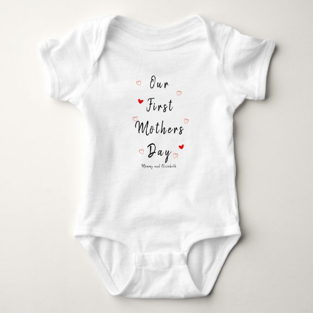 Our first mother's day with hearth and Custom text Baby Bodysuit (Front)