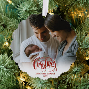 Our First Mummy and Daddy First Time Parents Ornament Card