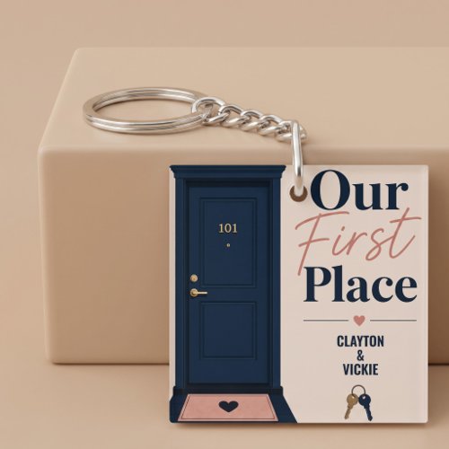 Our First Place New Home Personalized Keychain