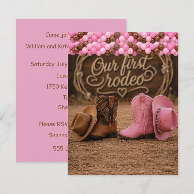 Our First Rodeo Twin Birthday Digital Download  Invitation (Front/Back)