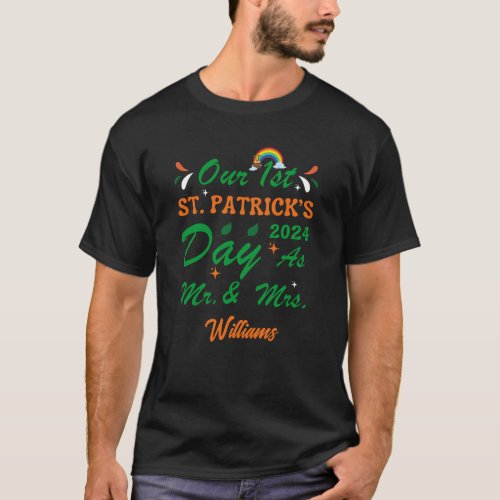 Our First St Patricks Day Custom Family Name T_Shirt