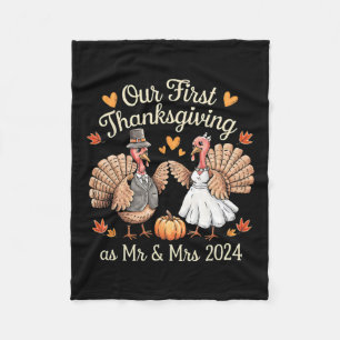 Our First Thanksgiving As Mr And Mrs Newlyweds Tur Fleece Blanket