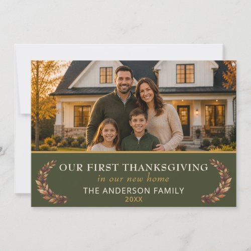 Our First Thanksgiving New Home Family Photo Card