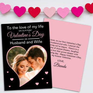 Our First Valentine’s as Husband & Wife Photo Pink Holiday Card