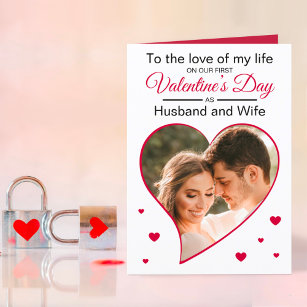 Our First Valentine’s as Husband & Wife Red Photo Holiday Card