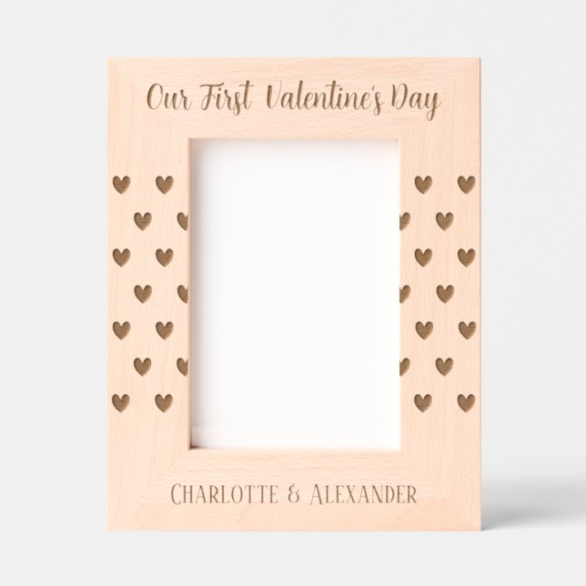 Our First Valentine's Day Heart Engraved Frames (Front)