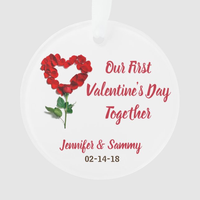 Our First Valentine's Day Personalized Ornament (Front)