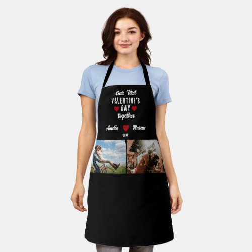 Our First Valentines Day Together 2 Photos Black Apron