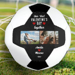 Our First Valentine&#39;s Day Together 2 Photos Black Soccer Ball at Zazzle