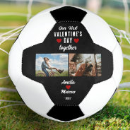 Our First Valentine's Day Together 2 Photos Black Soccer Ball at Zazzle