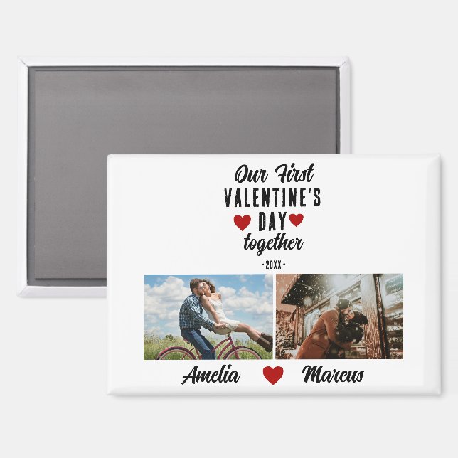 Our First Valentine's Day Together 2 Photos  Magnet (Front/Back)