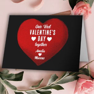 Our First Valentine's Day Together Heart Couple  Holiday Card