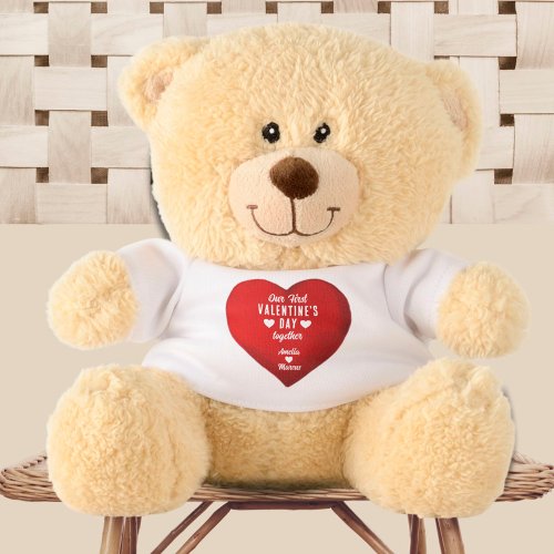 Our First Valentines Day Together Heart Couple Teddy Bear