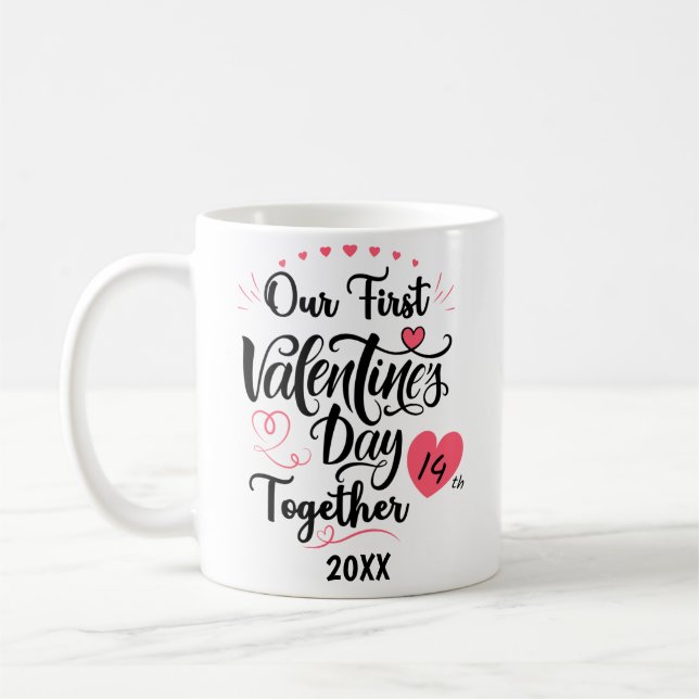 Our first valentine's day together, Personalized Coffee Mug (Left)