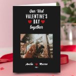 Our First Valentine's Day Together Photo Black Holiday Card