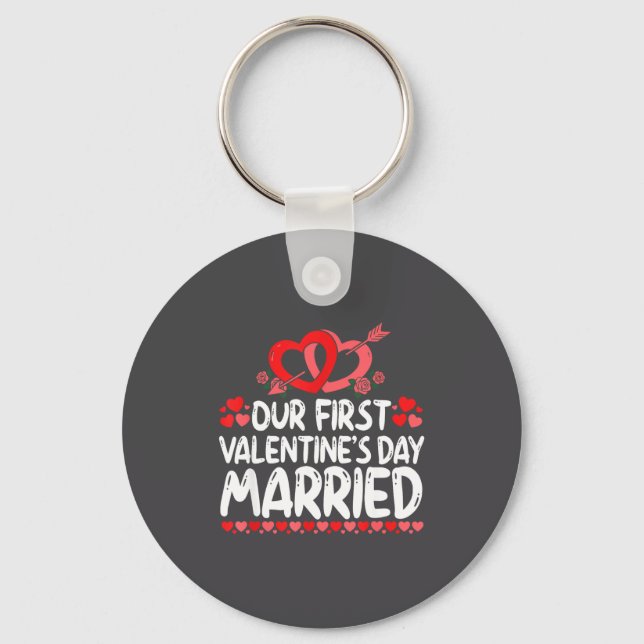 Our First Valentines Married Husband Wife  Keychain (Front)