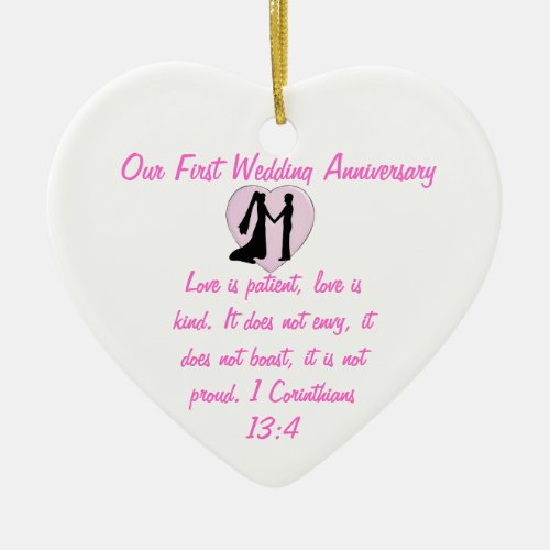 Our First Wedding Anniversary Heart Ornament