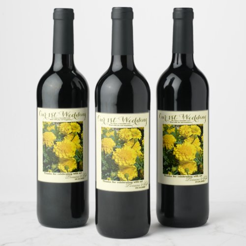 Our First Wedding Anniversary Yellow Carnation Wine Label