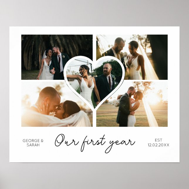 our first Year Together Wedding Anniversary 5Photo Poster (Front)