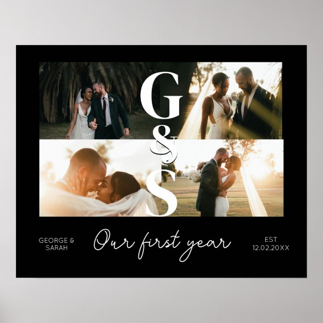our first Year Together Wedding Anniversary 5Photo Poster (Front)