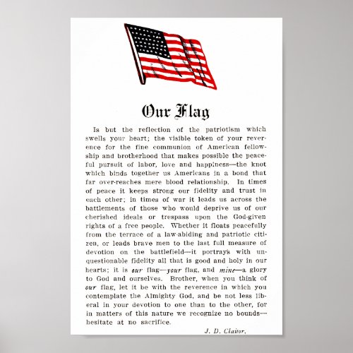 Our Flag USA Americana Patriotism Words Sayings Poster