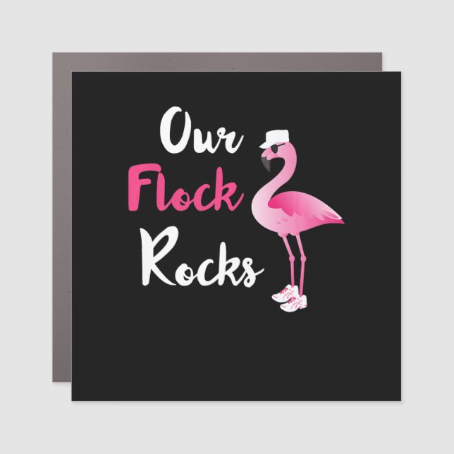 Our Flock Rocks Adorable Flamingo Cruise Christmas Car Magnet (Front)