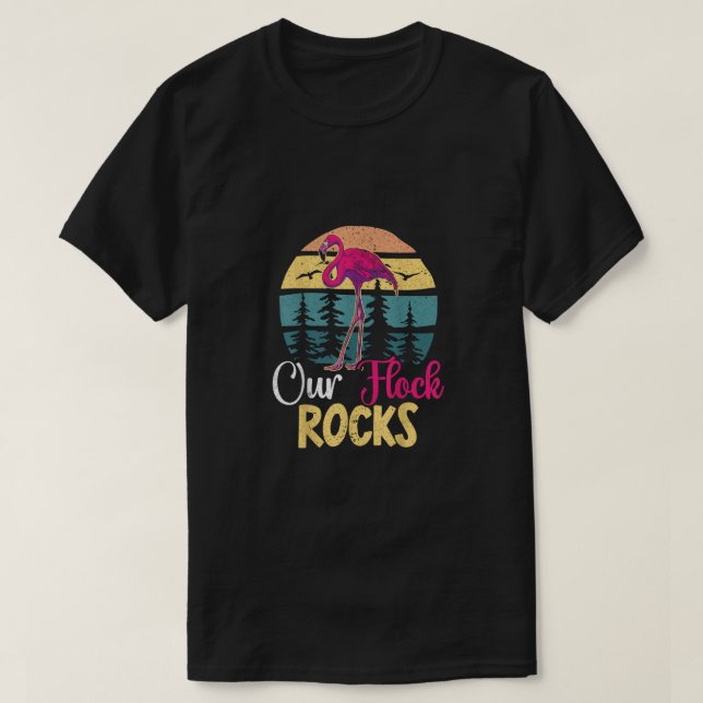 Our Flock Rocks Design for Flamingo Matching Famil T-Shirt (Design Front)