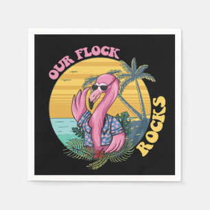 Our Flock Rocks Flamingo Groovy Retro Napkins