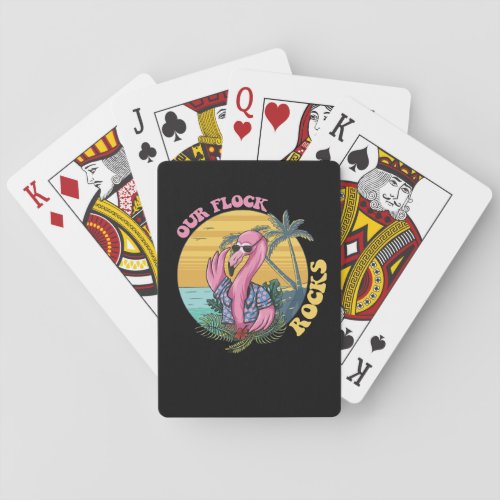 Our Flock Rocks Flamingo Groovy Retro Poker Cards