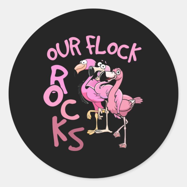 Our Flock Rocks Flamingo Matching Family Vacation  Classic Round Sticker (Front)