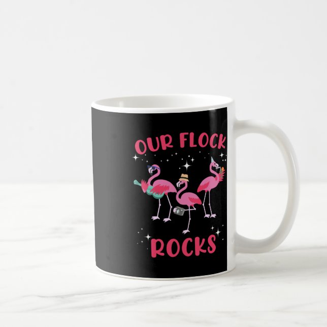 Our Flock Rocks Flamingo Matching Family Vacation  Coffee Mug (Right)