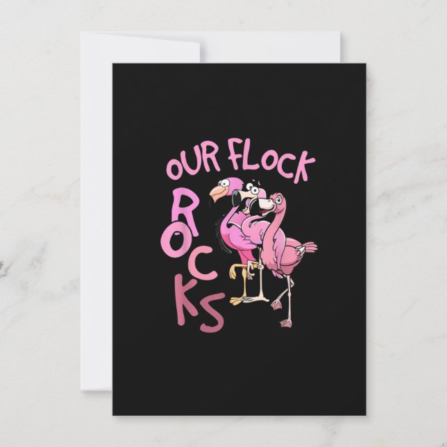 Our Flock Rocks Flamingo Matching Family Vacation  Invitation (Front)