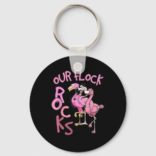 Our Flock Rocks Flamingo Matching Family Vacation Keychain