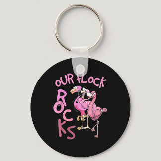 Our Flock Rocks Flamingo Matching Family Vacation  Keychain