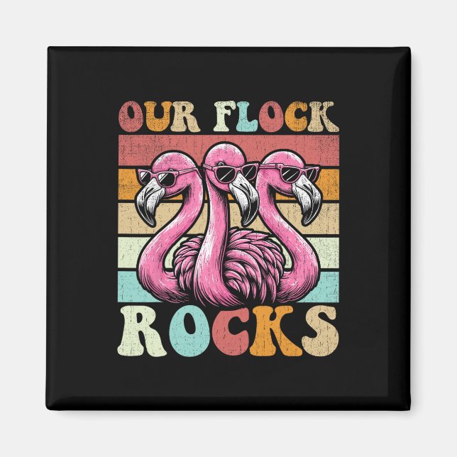 Our Flock Rocks Flamingo Matching Family Vacation  Magnet (Front)