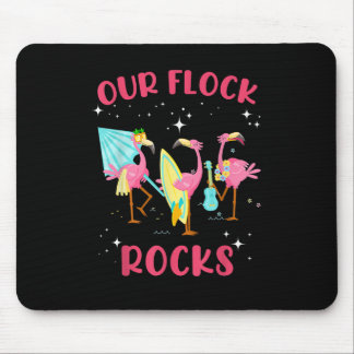 Our Flock Rocks Flamingo Matching Family Vacation  Mouse Pad