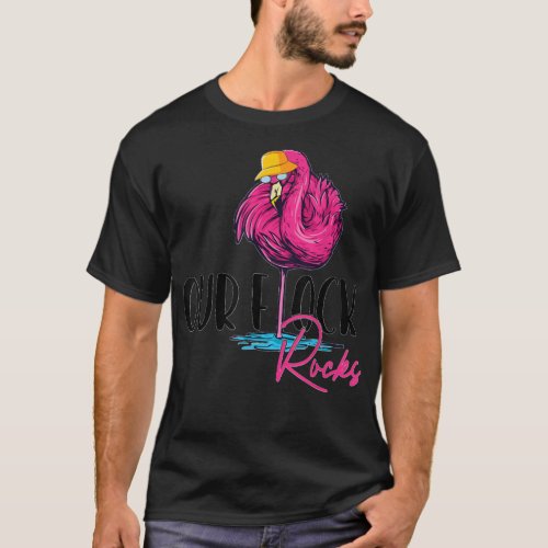 Our Flock Rocks Flamingo Pink Mother Grandpa T_Shirt