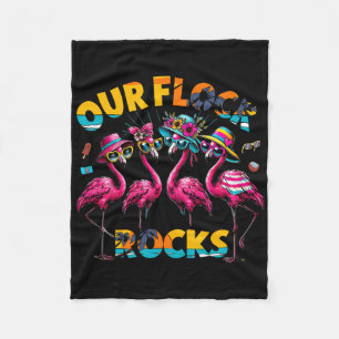 Our Flock Rocks Flamingo Summer Vacation Family Ma Fleece Blanket