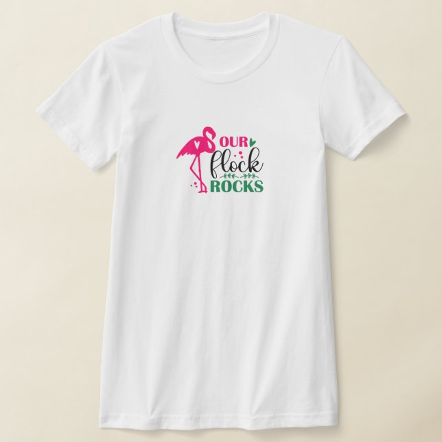 Our flock rocks flamingo t-shirt  (Laydown)
