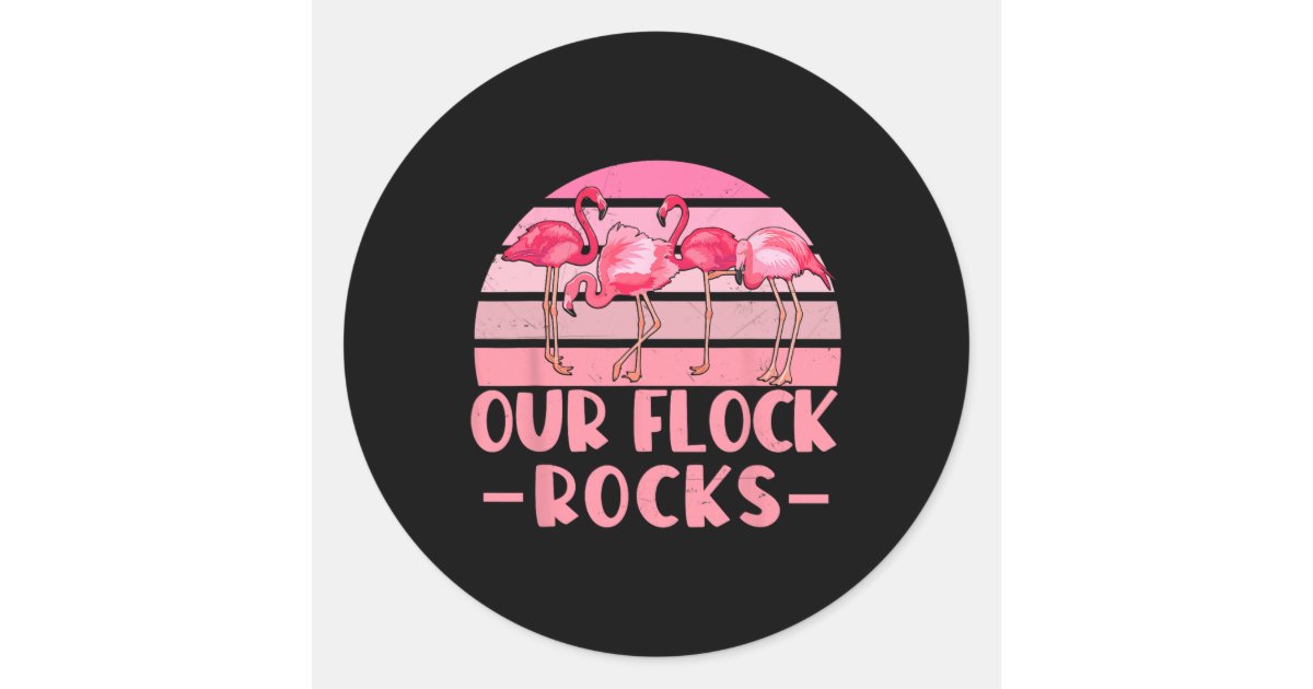 Our Flock Rocks Flamingos Lover Family Vacation Gr Classic Round ...