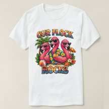 Our Flock Rocks Funny Flamingo Tropical