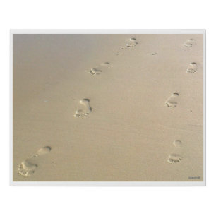 Our footprints in the sand. faux canvas print