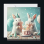 Our funny bunny, bunny birthday invitation<br><div class="desc">A really sweet illustration of hares celebrating a birthday with a cake and party hats. This is great for little kid's birthday invitations as well as for those who are nature lovers. 
The card can also be used for easter.
The writing can be fully edited and personalized, </div>